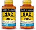 MASON NATURAL NAC N- Acetyl L- Cysteine 500 mg - Wspiera zdrowie komórkowe, Wzmacniacz układu immunologicznego, do ogólnego Wellness, 60 kapsułek (opakowanie po 2)