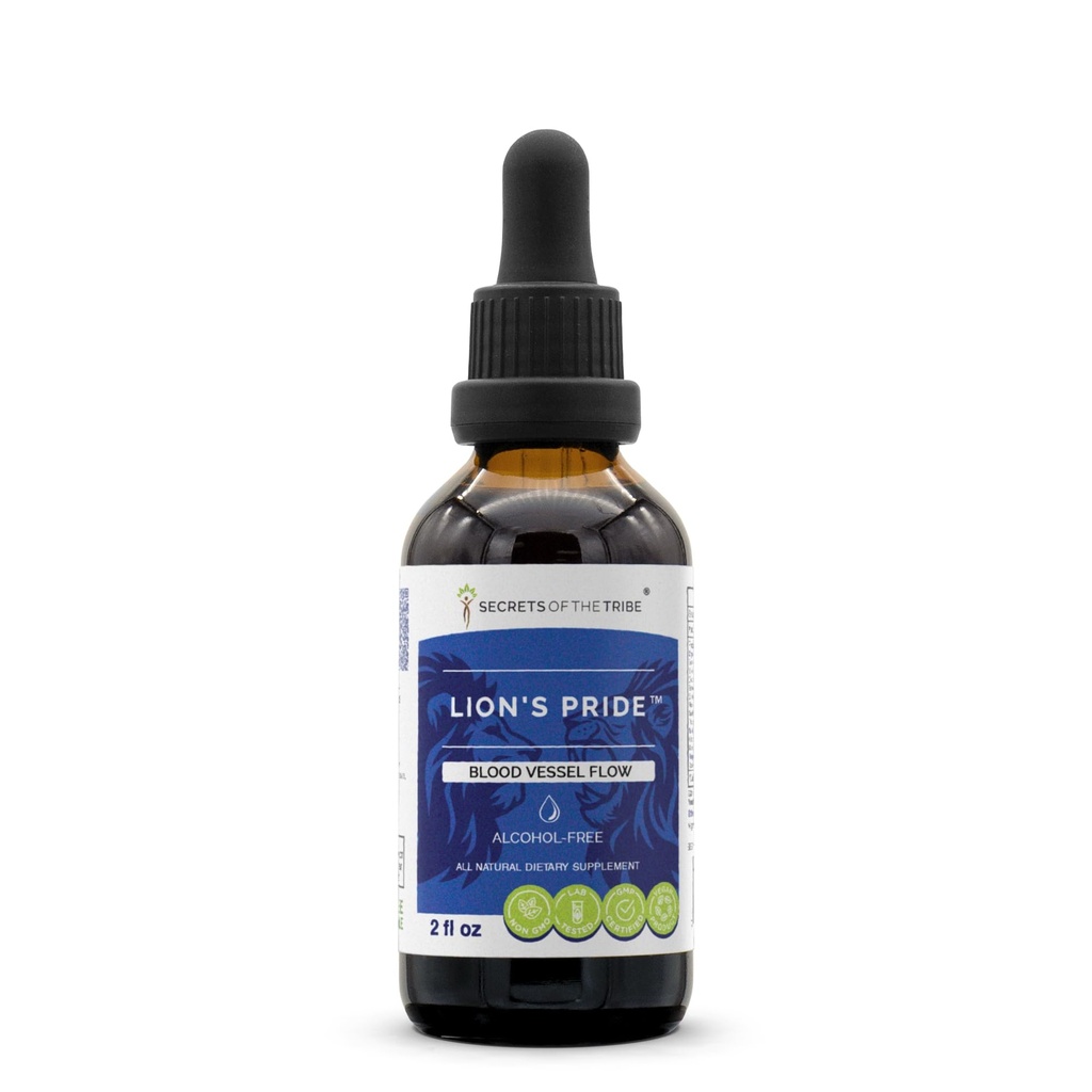 Tajemnice plemion - Lion 's Pride, Blood Vessel Flow, Herbal Supplement Miesza Drops Alcohol- Free Liquid Extract (2 Fl Oz)