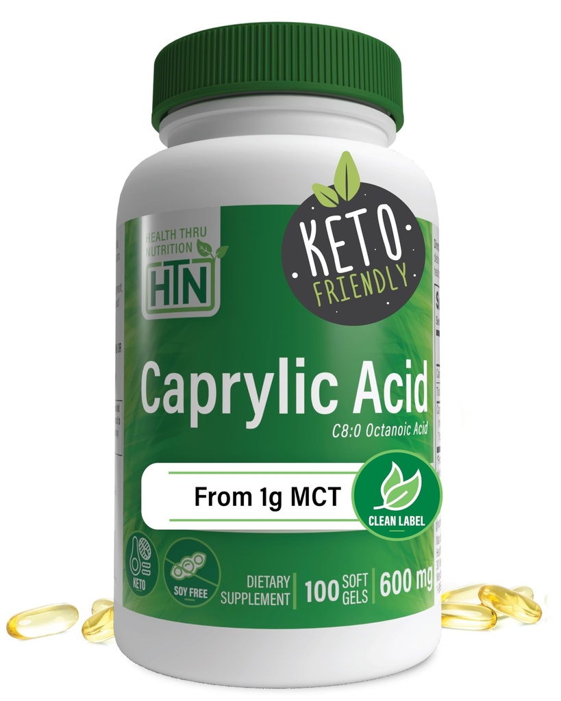 Health Thru Nutrition Capiline Acid 600mg 100 Softgels Acid 124; C8 Octanoic Acid from Pure 1g MCT Oil Acid 124; Non-GMO & Soy Free Acidum 124; Support Healthy Digestive and Intestinal Health Acid 124; Keto Friendly