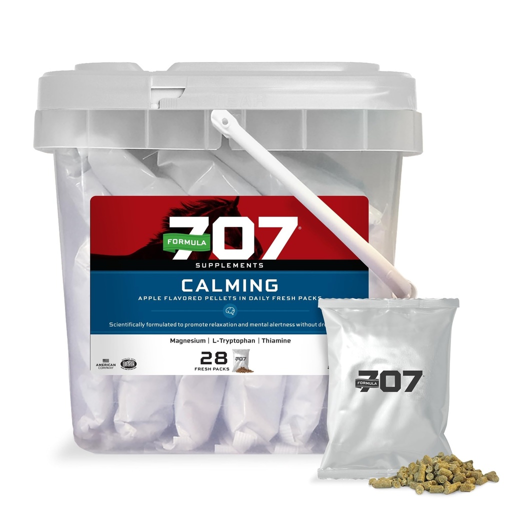 Formuła 707 Suplement do Konia Calming, Daily Fresh Packs - Relief lękowy i Zwiększona koncentracja na koniach - L- Tryptofan, Tiamina i Magnez