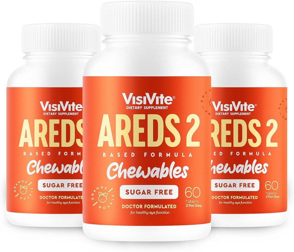 AREDS 2 Witaminy bezcukrowe - Alternatywa dla Lutein Gummies for Eyes - Lutein for Eye Health - Premium Witaminy bezcukrowe - (Tabletki do żucia) Opakowanie zawierające 3