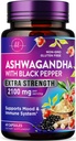 Ashwagandha 2,100 mg - Ashwagandha Suplementy dla Kobiet w Kapsułkach Veggie z proszkiem i ekstraktem korzennym, Czarny pieprz do wysokiej absorpcji, Roślina oparta, Non-GMO, Butelki w USA - 60 Kapsułek Veggie