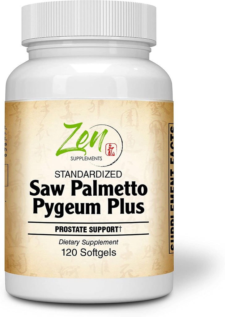 Saw Palmetto & Pygeum Plus - Prostate Support Supplement for Prostate & Urnary Tract Health Włączając częste oddawanie moczu, Beta- Sitosterol Wspomaga blokadę DHT do zapobiegania utracie włosów 120- Softgel