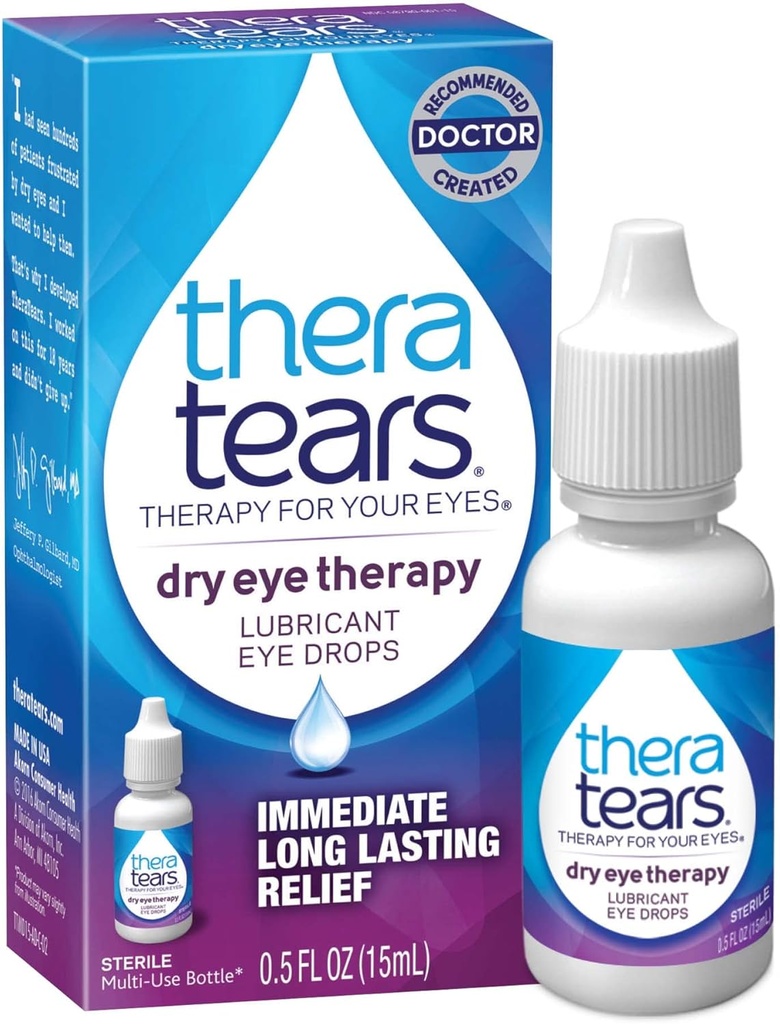 TheraTears Dry Eye Therapy Eye Drops Bundle z 1,0 Fl Oz i 0,5 Fl Oz butelek