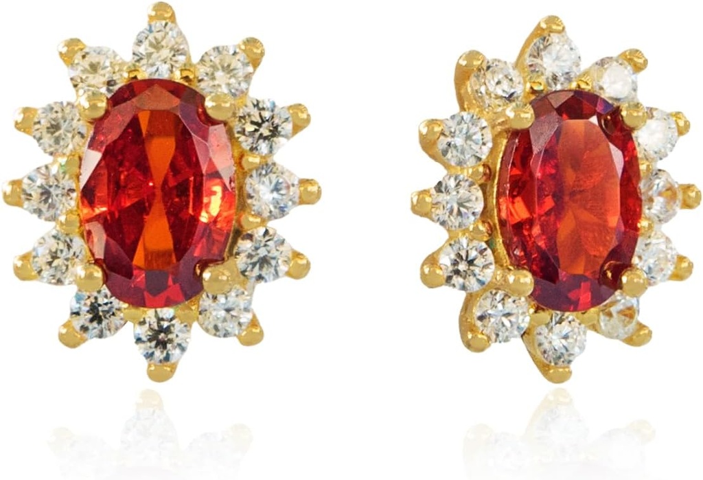 14K Yellow Gold Plated 925 Sterling Srebrny czerwony kolczyki kostki cyrkonii dla kobiet