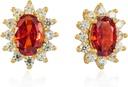 14K Yellow Gold Plated 925 Sterling Srebrny czerwony kolczyki kostki cyrkonii dla kobiet