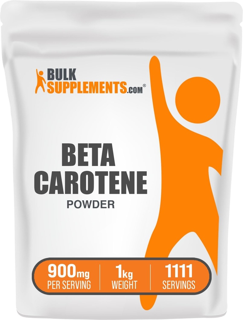 BulkSupplements.com Beta Caroten Powder - Beta Caroten Supplement, Witamina A Supplement for Immune and Vision Supplement - Guten Free, 900mg per Serving, 1kg (2,2 lbs) (opakowanie po 1)