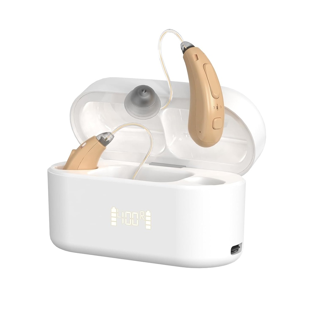 Pomoc słuchowa dla seniorów, Odzyskiwalny 16- Channel OTC Pomoc słuchowa dla dorosłych Utrata słuchu, Pomoc słuchu z Advance Hałas Anulowanie, Superior Sound Quality, Auto- On / Off