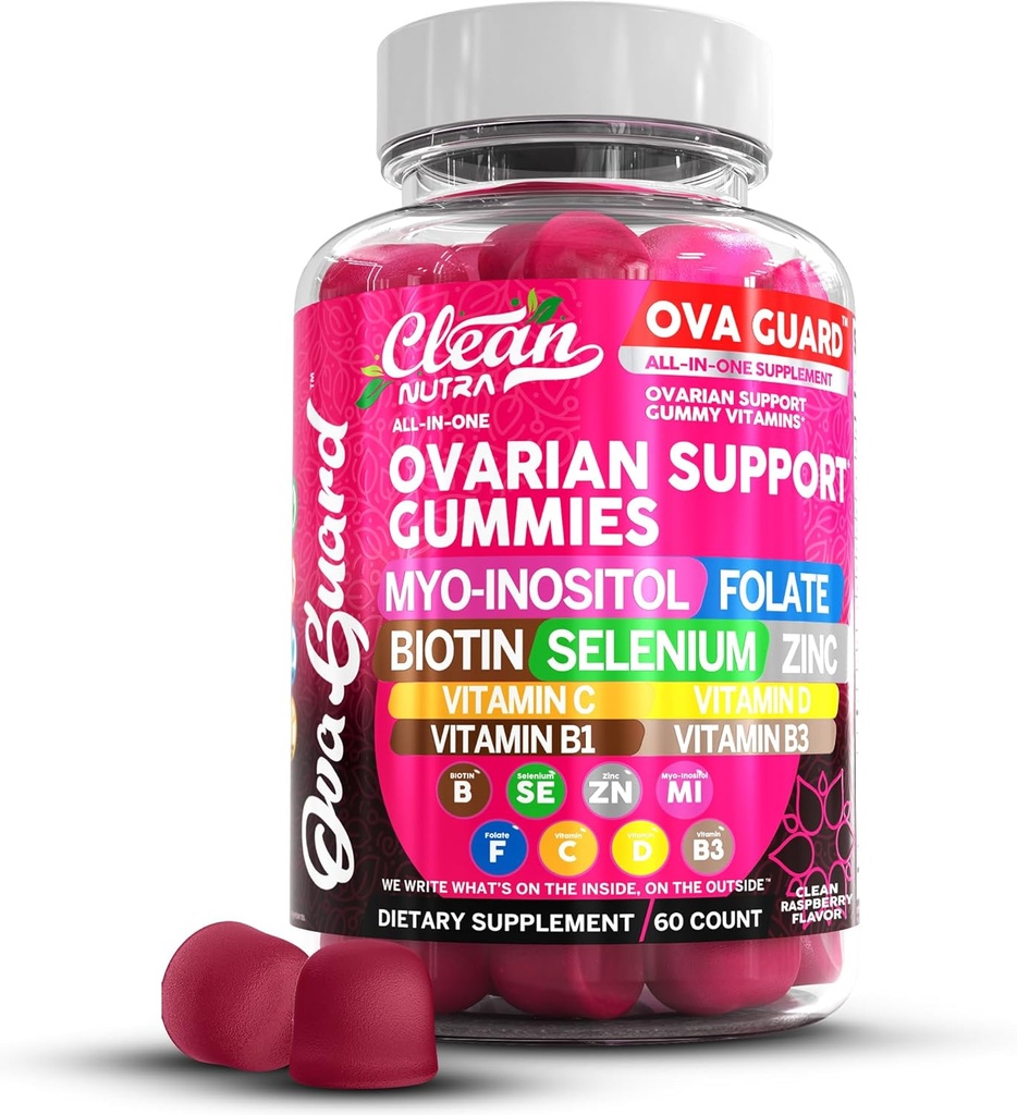 Czysty Nutraceuticals Ovarian Health Support Distribution 124; Myo- Inositol & D- Chiro Inositol Gummies Nettle 124; Folate Selenium Cynk Witamina C D B1 B3 Maca Korzeń Cholina Biatrat Stinging Nettle N Cysteina Acetylowa Czystość