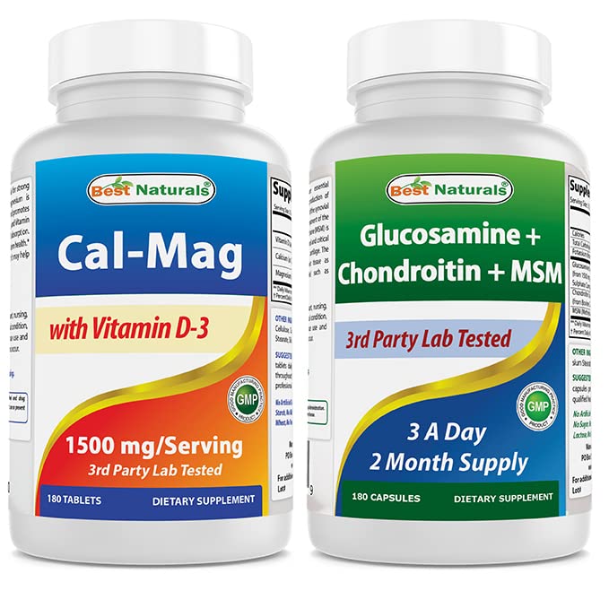 Najlepsi naturalni Magnez wapnia z witaminą D3 1500mg i glukozaminą Chondroitin i MSM