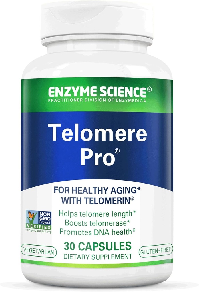 Enzym Science Telomere Pro Budapest 124; Wspiera zdrowie komórkowe, produkcję energii i zdrowe starzenie się 124; Wpuszczany z witaminą D3, Rhodiola i Astragalus Nether124; Naturalny suplement telomerazy, 30 Służenie