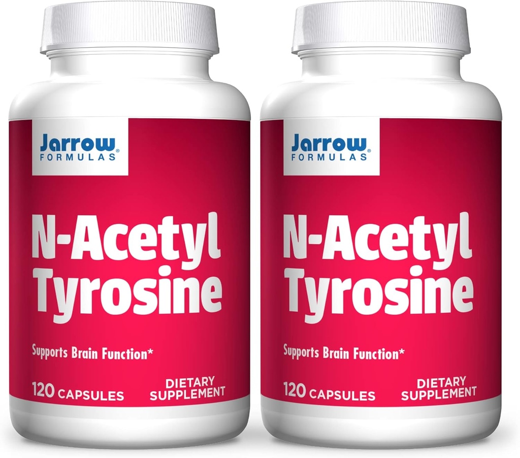 Jarrow Formulas N- Acetyl Tyrosine 350 mg - 120 Kapsułek, Opakowanie 2 - Podtrzymuje funkcje mózgu - Zawiera witaminę B6 dla metabolizmu aminokwasów - 240 Łączne służby