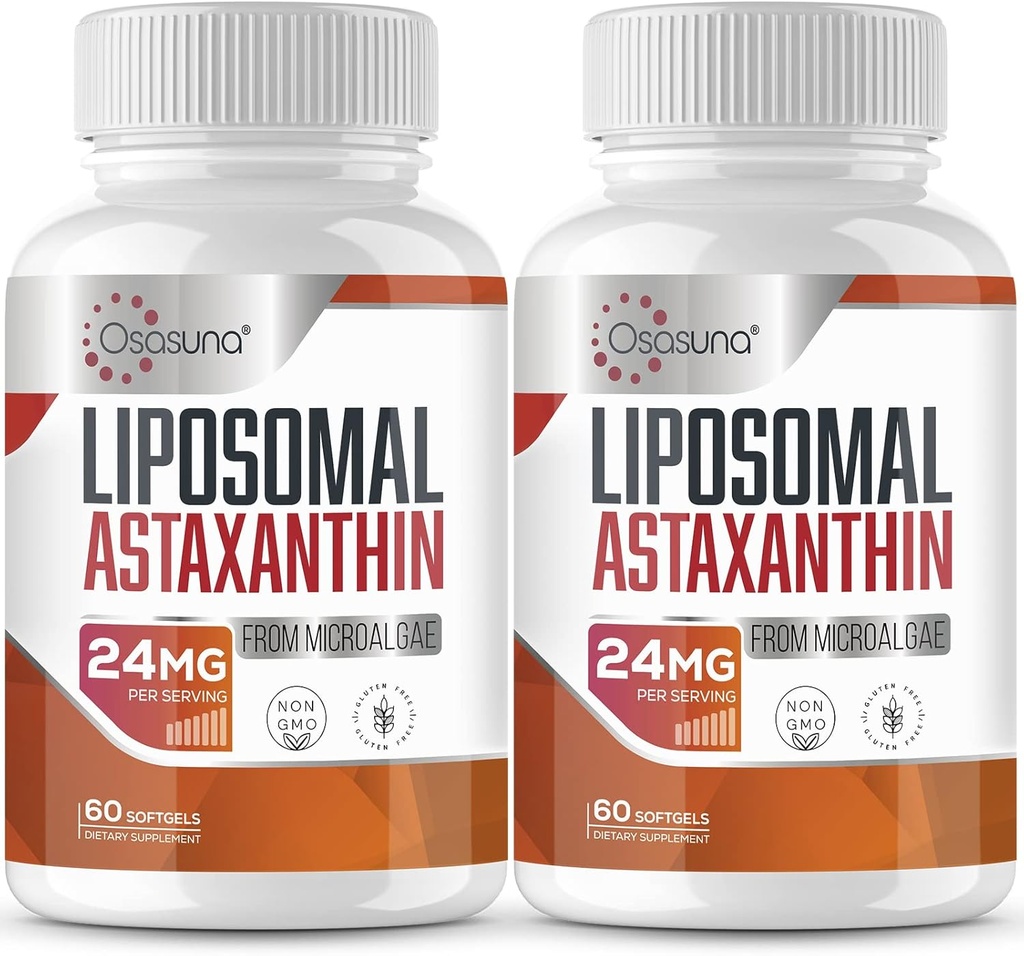 Liposomal Astaxanthin Supplement 24MG, Maximum Absorption, Antioksydant Stronger Than VIT C, Non-GMO & Gluten Free - 120 Softgels (4 miesiące dostaw)