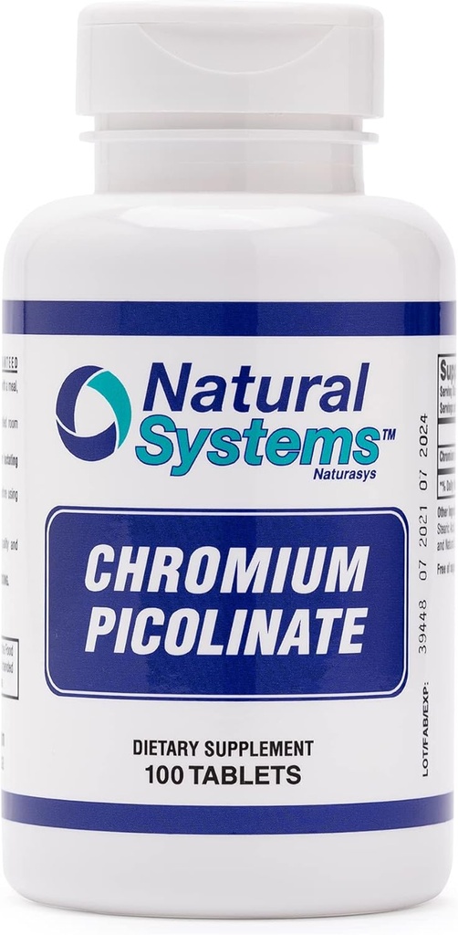Pikolinat chromowy 200 Mcg 100 Tablets by Natural Systems - Suplementy chromu dla aktywnego stylu życia - Doskonała Absorpcja Suplement chromowy - Kapsułki niezawierające cukru