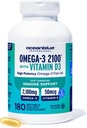 Oceanblue Professional Fish Oil with Vitamina D3 Support 124; Triple Force 2100mg Omega 3 DPA EPA DHA Epinefryna 124; Wild Caught Yellow 124; Burless Orange Flavor, 90 Servings (180 Count)