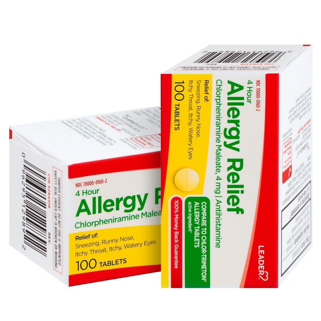 Lider 4 godzinna ulga alergiczna, tabletki maleinianu chlorfeniraminy, antyhistamina, 4 mg, 100