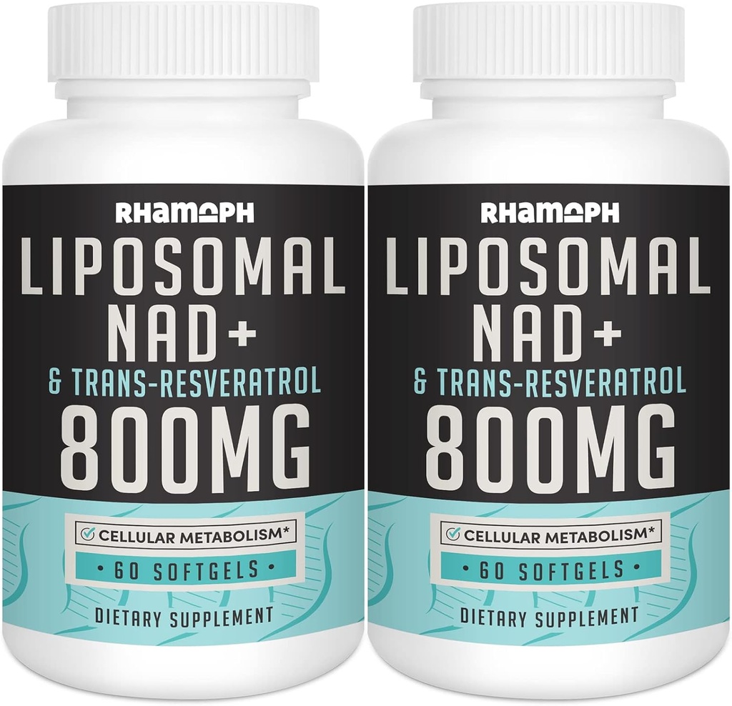 Liposomal NAD + 800 mg z trans- resweratrol 300 mg, Max Absorpcja, rzeczywisty NAD + Suplement wzmacniający zdrowe starzenie, energia komórkowa, naprawa DNA, długowieczność - 120 Softgels