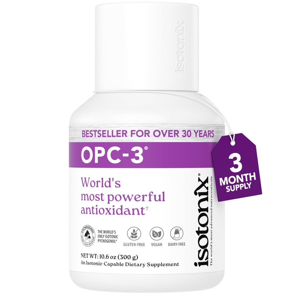 OPC-3 Izotonix - Suplement przeciwutleniający - Pycnogenel, ekstrakty z nasion winogron, borówka, ekstrakty z czerwonego wina i kory sosnowej - dla wsparcia serca i układu krążenia - Izotonic, Wegan, Gluten Free - 90 Sługi