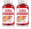 SCOLA Cleanse Liver Detox & Naprawa Gummies, Suplement do wsparcia wątroby zawiera ekstrakt Tistle mleka z sylimaryny, Dandelion, Chicory Root, suplementy zdrowia wątroby, 120