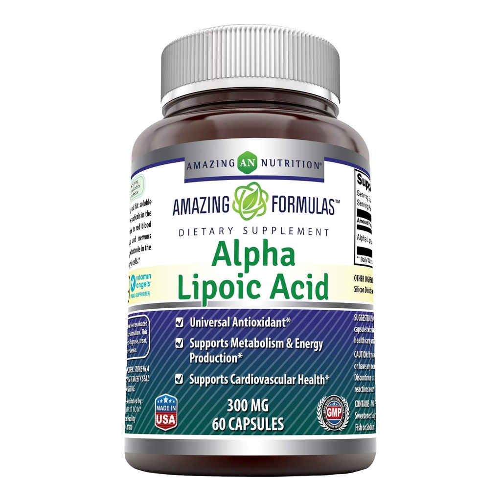 Amazing Formulas Alpha Lipoic Acid 300 mg Capsules Supplement Supplement Amend124; Non-GMO Amend124; Gluten Free Amend124; Made in USA (60 Count)