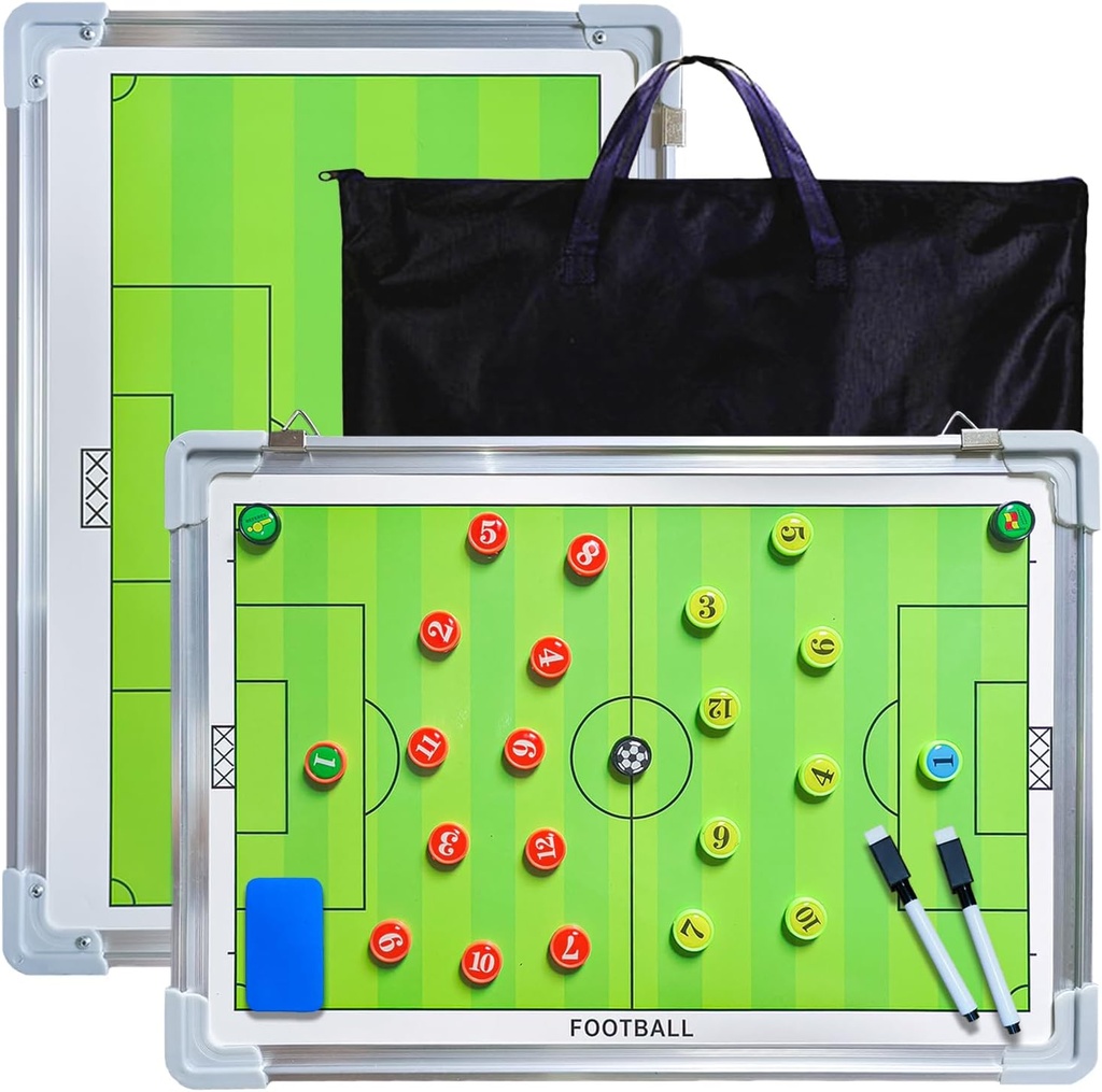 Pure Vie Magnetic Soccer Coaching Tactics Board, Portable Soccer Clipboard for Coaches Soccer Dry Elase Whiteboard Strategy Tactical Blackboard Football Coaching Board z player Markers, Pen i Guaser