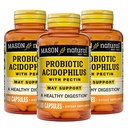 MASON NATURAL Probiotic Acidophilus, 150 Day Supply, Wspiera regularność i normalne spożywanie z Pectin & Wapń, 100 kapsułki (Opakowanie po 3)
