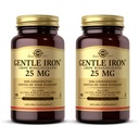 Solgar Gentle Iron (Żelazo Bisglicinate) 25 mg - 180 Kapsułki roślinne, Opakowanie 2 - Non-Constipating, Delikatnie na swoich żołądkach - Non-GMO, Gluten Free - 360 Wszystkich Sług