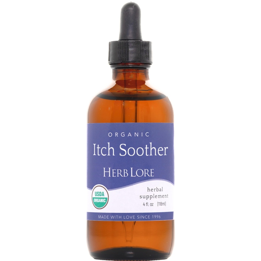 Herb Lore Organic Itch Soother Tincture - łagodzi swędzącą ciążę Skóra & Wysypka, Ciekłe mleko Thistle, Dandelion & Yellow Dock Liver Supplement Supplement Drops (4 fl oz)