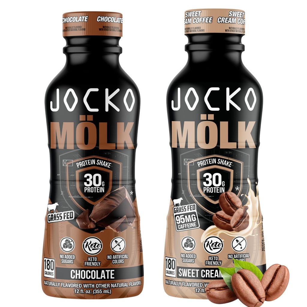 Jocko Fuel Mölk RTD Protein Shakes Bundle - Czekolada i słodki krem kawa (24 Pack)