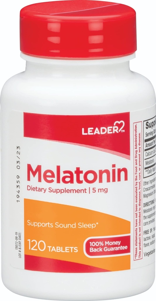 Lider Melatonina 5MG tabletki 120 Ct. Naturalna pomoc na sen dla Resteful Nights