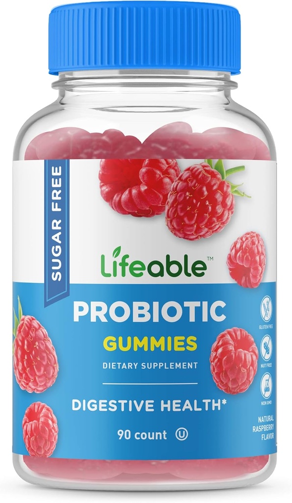 Żywy Sugar Free Probiotics - Great Desting Natural Flavor Gummy Supplement Chewable - GMO Free, Wegetarianin, Gluten Free - for Gut Health and Immune Support - dla dorosłych, Mężczyźni, Kobiety - 90 Gummies