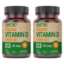 DEVA Vegan witaminy D3 Suplement - Tabletka Once- Per- Day z 1000 IU - Cholekalcyferol - Lichen Plant Derived - 90 małych tabletek, 2 - Pack