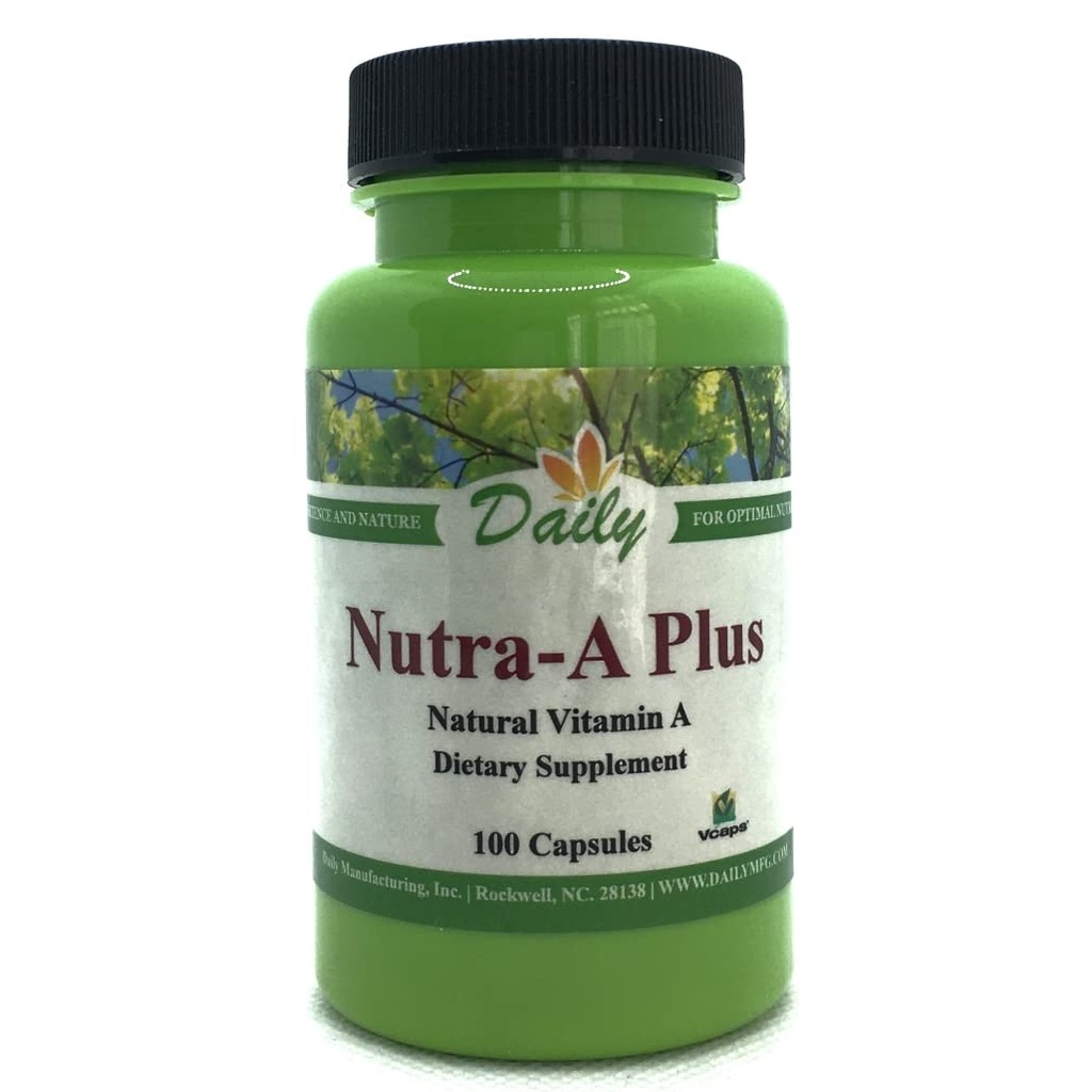 Daily Manufacturing NutraA Plus ™ (Witamina A- Palmitynian & Beta- Karoten) 100 Kapsułki wegetariańskie