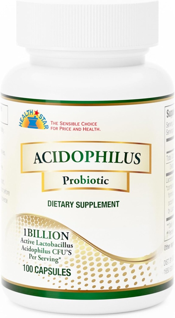 GeriCare Acidophilus 10mg Kapsułki probiotyczne, Pomaga Digestive Gut Flora Balance, Immune Boost Dietetyczny Suplement, (100 Count, Pack of 1)