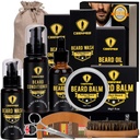 Ceenwes Ulepszony Beard Grooming Kit - Conditioner, Oil, Brush, Comb, Balon, Nożyczki, Torba do przechowywania Broda i wąsy przycinanie, Idealny męski prezent
