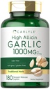 Carlyle czosnku suplement 1000mg do 124; 180 Cappets do 124; Odorless Pills do 124; Wysoka Allicin Extract do 124; Wegetarian, Non-GMO & Gluten Free