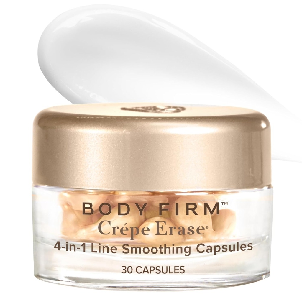BORD FIRM Crepe Elase 4- in-1 Line Smoothing Kapsułki, Anti-Aging, Nawodnienie twarzy i surowicy oka z kwasem hialuronowym i wielołańcuchowym Peptyd dla zmarszczki, Crepe Skóra & Fine Lines, 30 Count