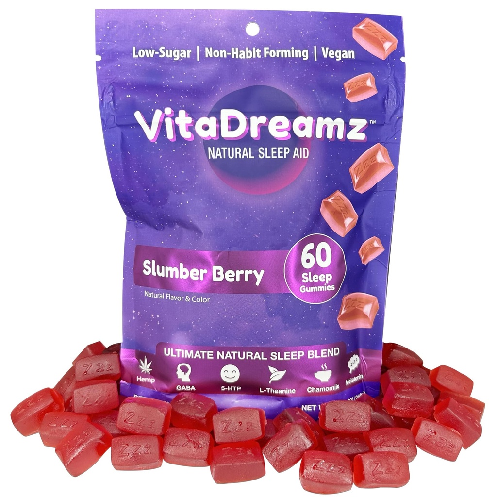 Melatonina Gummies for Sleep - Natural Sleep Aid Supplement with L- Theanine & GABA - SleePEZ Pillowz 60 Count