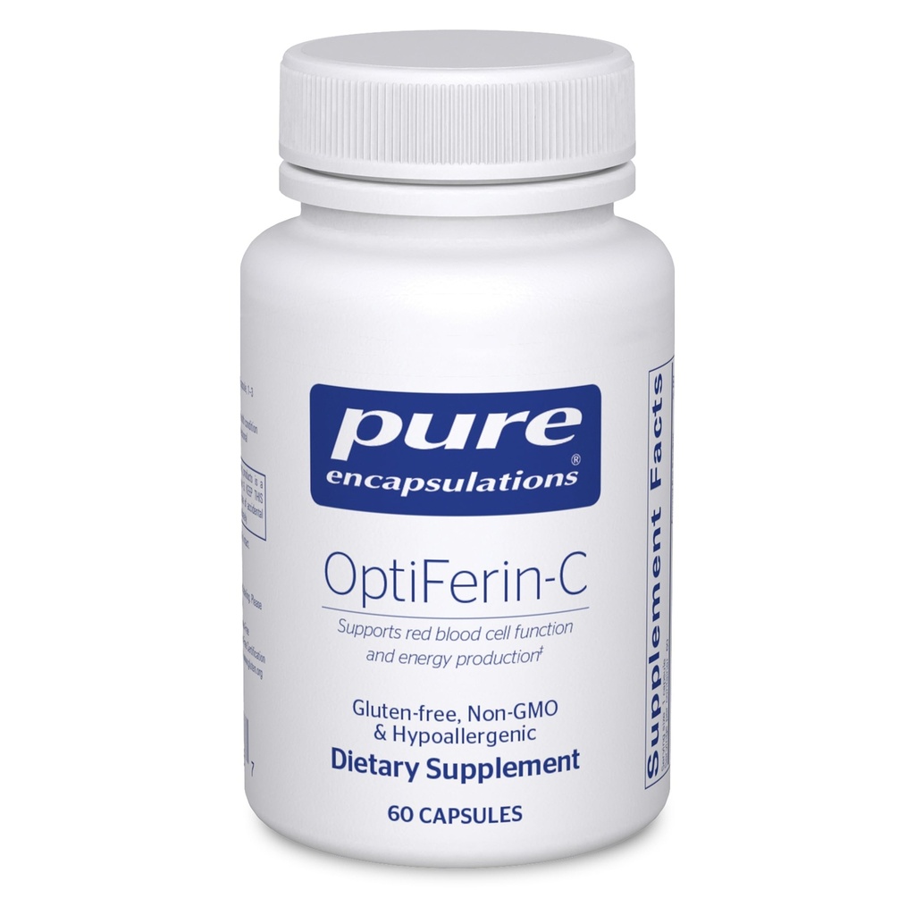 Pure Encapsulations OptiFerin- C - for Red Blood Cells & Energy - Iron Absorption Supplement - Energy Supplement * - Witamina C Enriched - Gluten Free & Non-GMO - 60 kapsułki