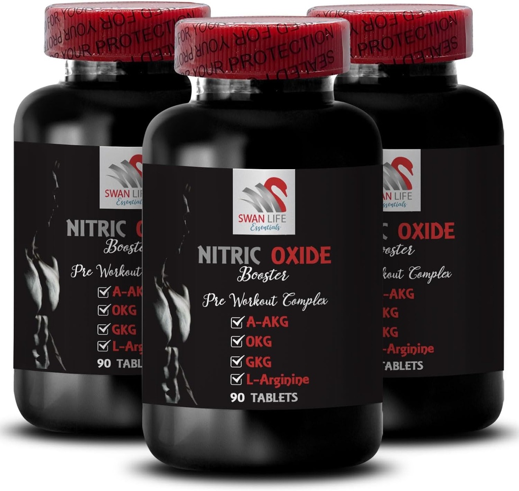 L- citrulina i suplementy l- argininy - Wzmacniacz tlenku azotu - Endurance, Nitric Oxide Flow, Trening siłowy, Fitness Support, Pre- Gym Boost, Pompa mięśniowa, Fizyczna Boost 3 Butelki 270 Tabletki