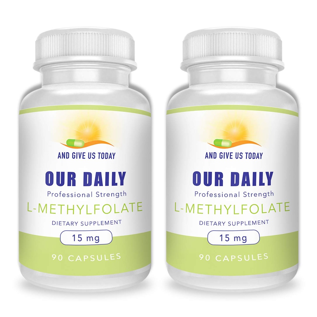 I daj nam dzisiaj nasz Daily L- Methylfolate 15 mg (2 butelki) - 180 Kapsułek - Profesjonalna Siła Aktywny Metylowy Folat - 5-MTHF Suplement - Nie GMO, Gluten Free, Nie Fillery