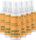 ATENTION DE Sterylizator rąk Spray, EWG Zweryfikowane, Zabija Zarazki i Bakterie, Wegan & Plant- based, Sejf dla dorosłych i dzieci, Orange Blossom & Eukaliptus Scent, 3.38 Fl Oz (Opakowanie 6) (Butelka spray)