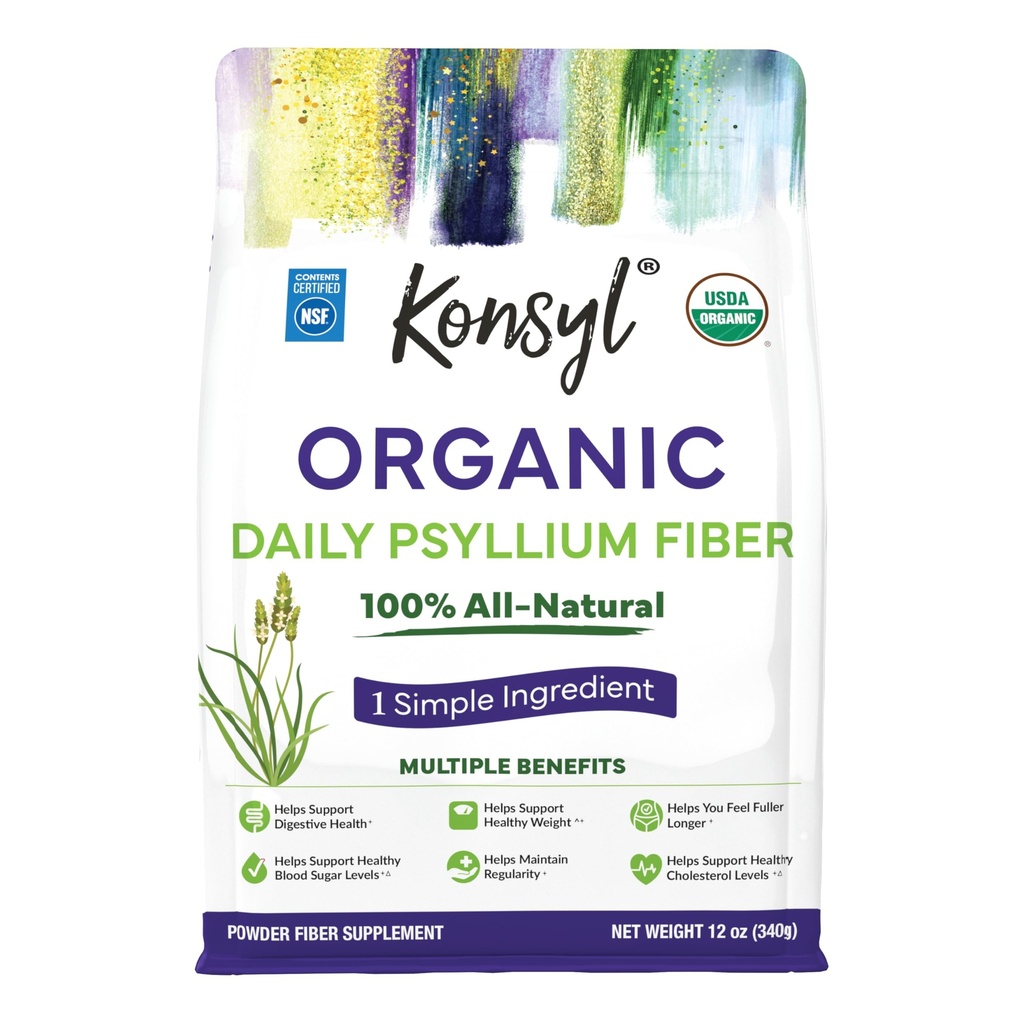Konsyl Organic Psyllium Husk Powder, 5g roślinnego rozpuszczalnika Fiber per Serving - USDA Organic, Non-GMO, Gluten Free, Sugar Free, Vegan, 12 unce (Opakowanie 1)