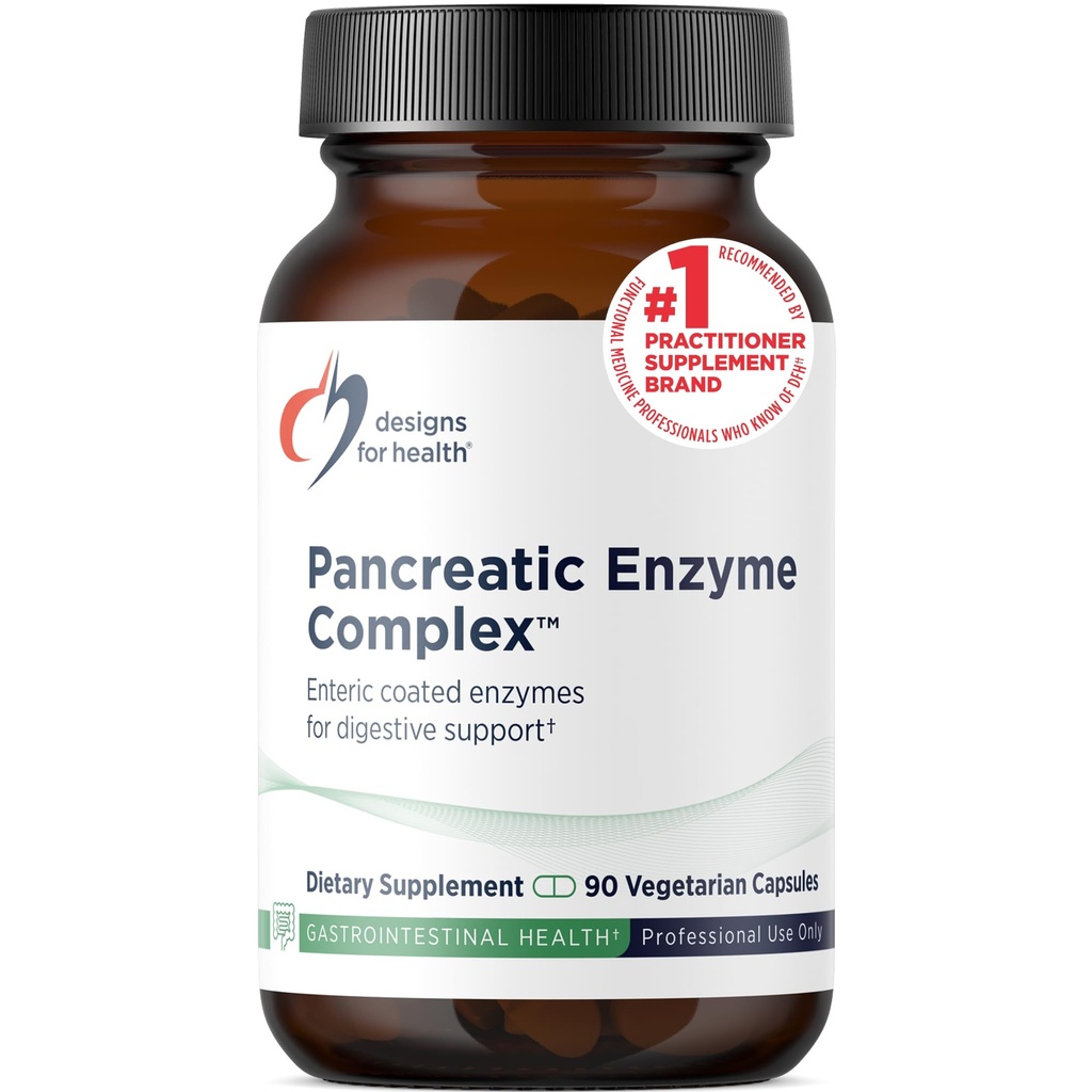 Designs for Health Pancreatic Enzymes Complex - Digestive Enzymes + Bromelain Support Trawienie + Gut Health - Opóźnione uwalnianie kapsułki z pancreatic Enzyme, Ox Bile (90 kapsułki)