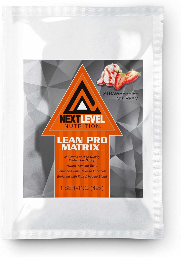 Lean Pro Matrix Pakiety z protein podróży przez następny poziom Nutrition 124; Truskawki i śmietanki 124; 7 Day Supply Single Servings