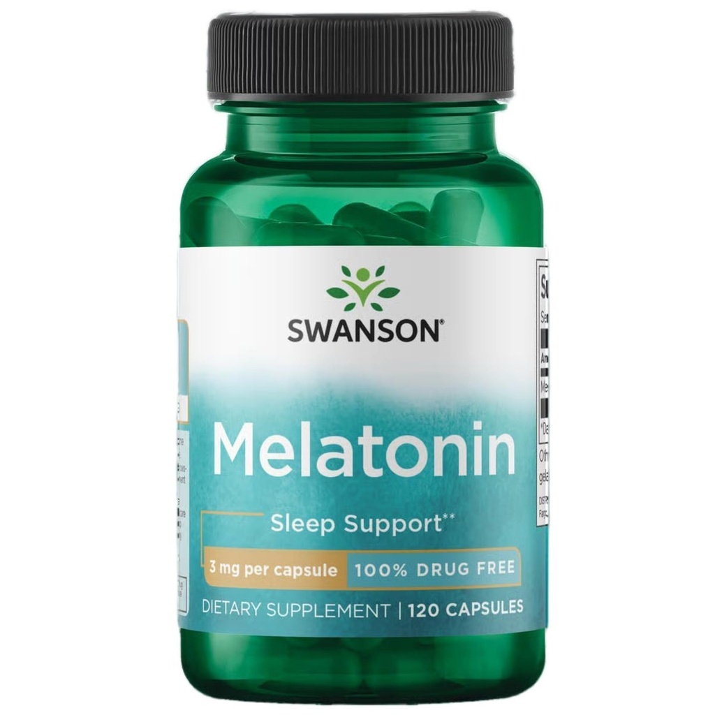 Swanson Melatonin - Suplement Ziołowy - Sleep and Relaxation - (120 kapsułek, 3 mg każdy)