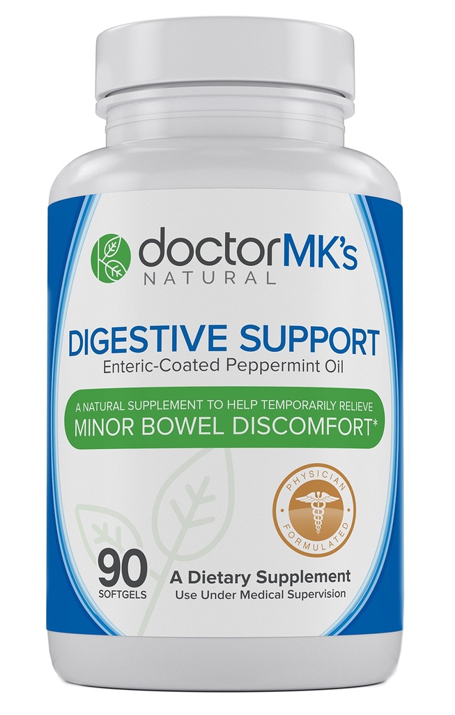 Suplement IBS Relief by Doctor MK 's ®, 90 Kapsułki Enteric Coated Peppermint Oil, Syndrom Podrażniający Włosy, Formuła wsparcia