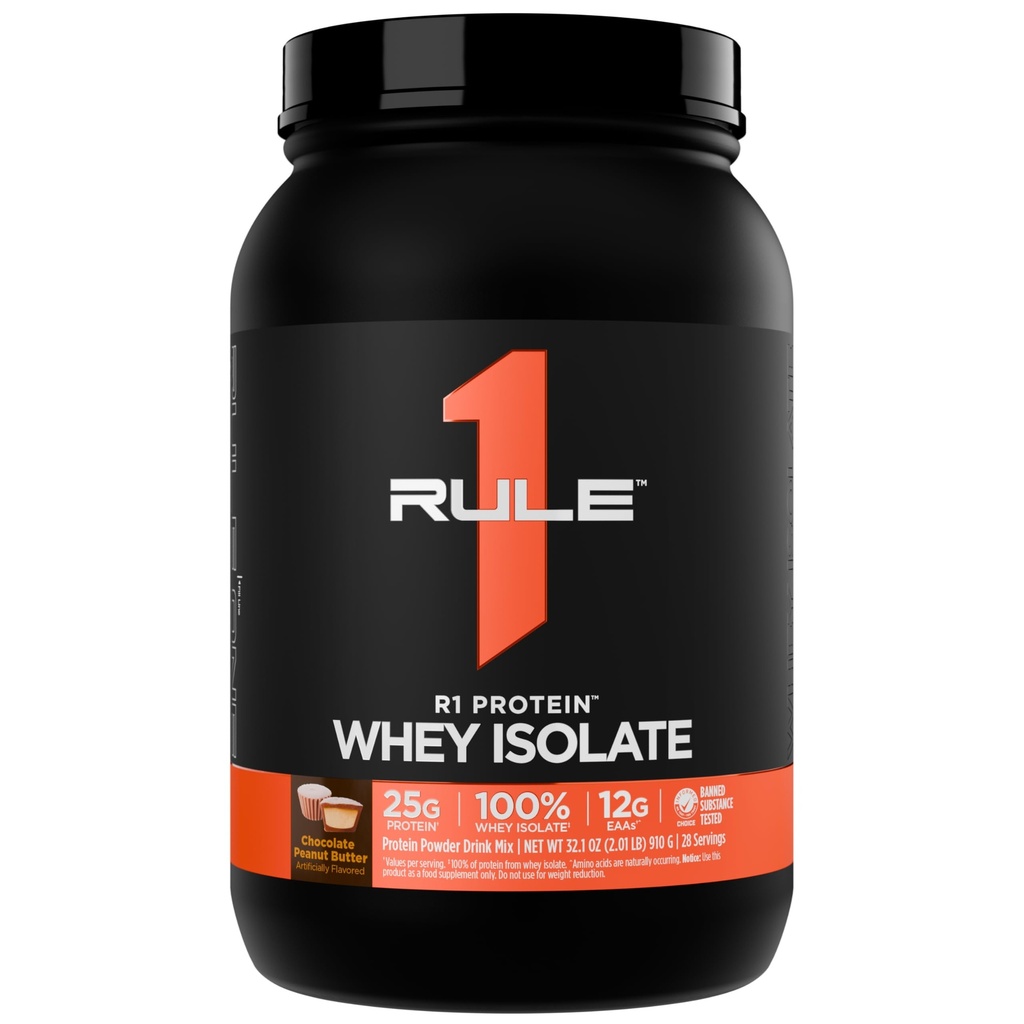 Zasada 1 R1 Białko Izolat serwatki - z białkiem 25g & 6g BCAA Wyłącznie z izolowanych i zhydrolizowanych źródeł do odzyskiwania energii (2 funty *, masło orzechowe czekoladowe)