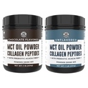 Lewe Wybrzeże Wydajność Czekolada MCT Oil Powder & Collagen Peptydes, 1lb + Unflavored MCT Oil Powder & Collagen Peptydes, 1lb