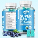 Super Biotin Gumiaki do włosów, skóry i paznokci - Wegańskie witaminy dla mężczyzn i kobiet, Wspiera szybszy wzrost włosów i silniejsze paznokcie - dodatkowa siła